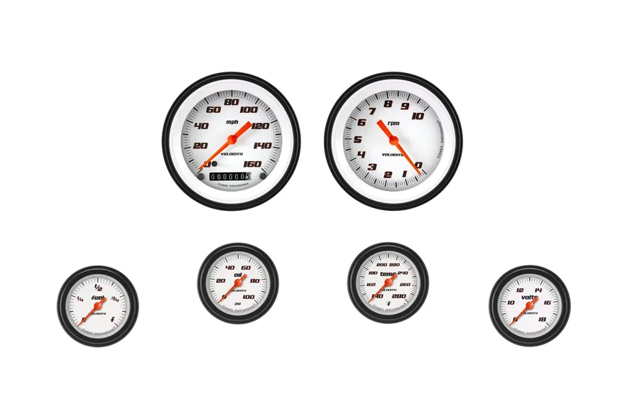 Classic Instruments VS101WBLF, Velocity White Six Gauge Set