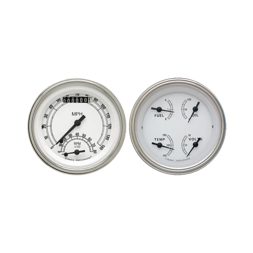 Classic Instruments CW32SLF, White Two Gauge Set