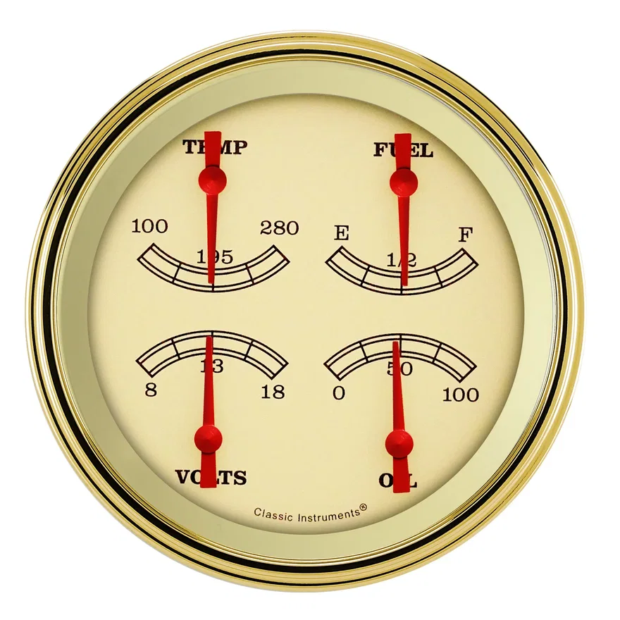 Classic Instruments VT75GLF, Vintage 5" Quad Gauge (240-33 Ohm)
