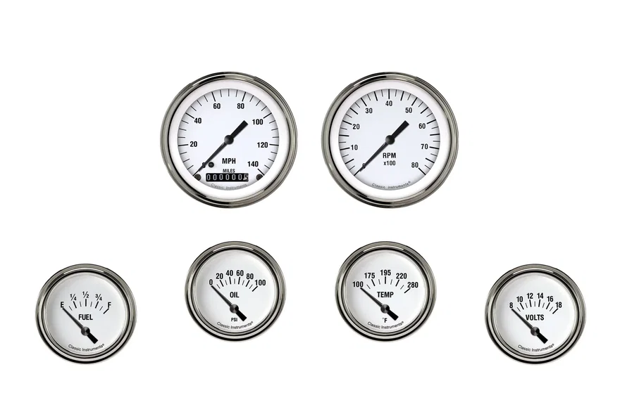 Classic Instruments WH201SLF, White Hot Six Gauge Set