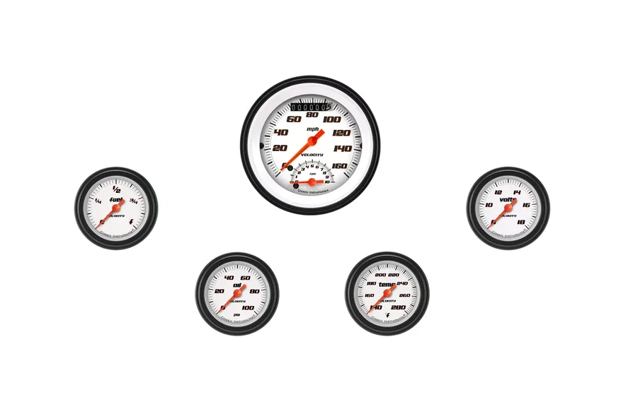 Classic Instruments VS135WBLF, Velocity White Five Gauge Set
