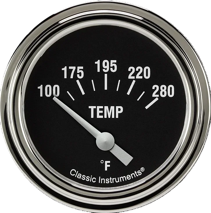 Classic Instruments HR226SLF-04, Hot Rod 2-5/8" Short Sweep Water Temperature Gauge