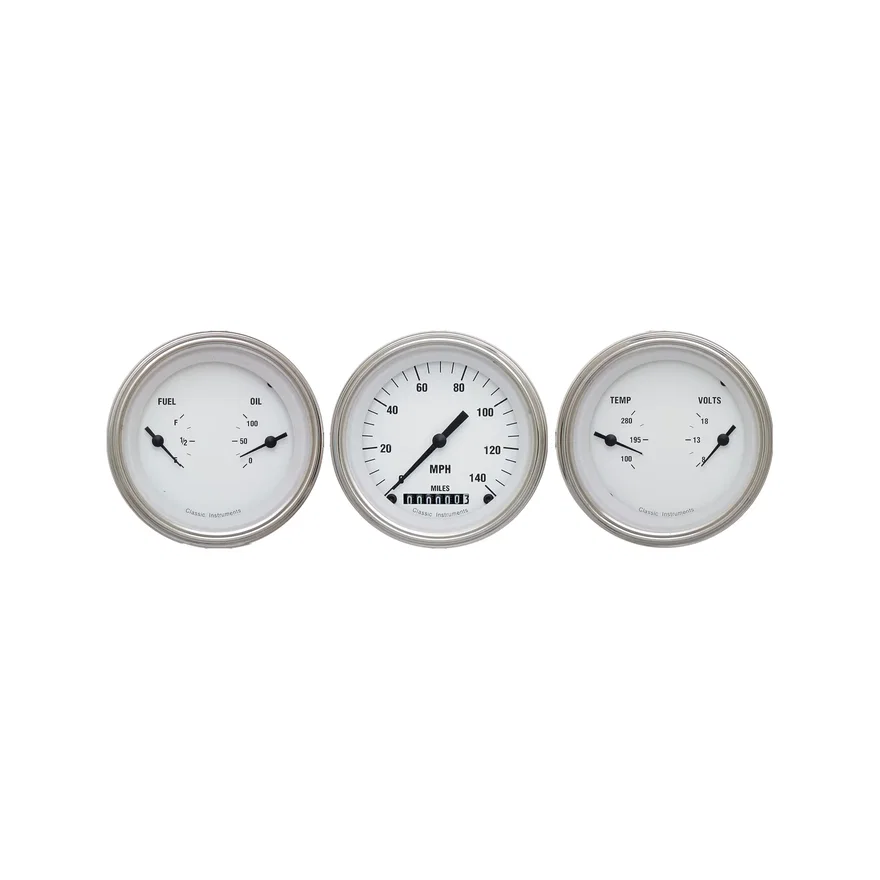 Classic Instruments WH04SLF, White Hot Three Gauge Set