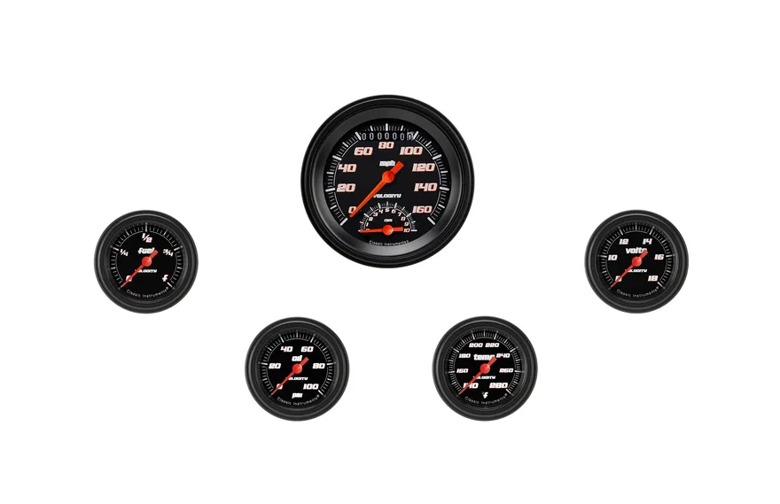 Classic Instruments VS135BBLF, Velocity Black Five Gauge Set