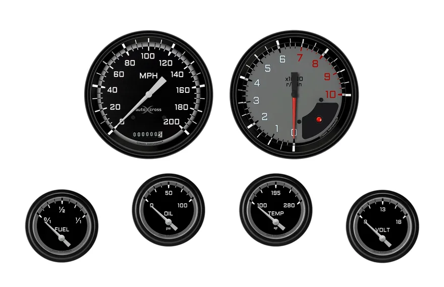 Classic Instruments AX251GBLF, AutoCross Gray Six Gauge Set