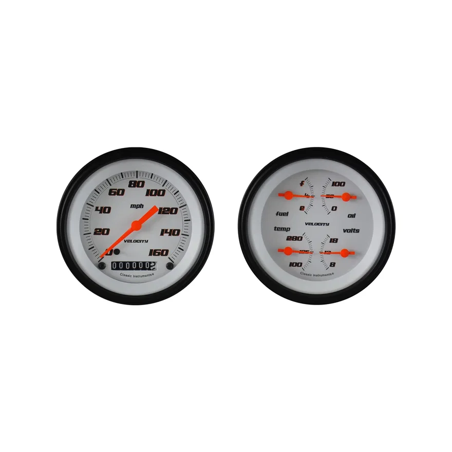 Classic Instruments VS02WBLF, Velocity White Two Gauge Set