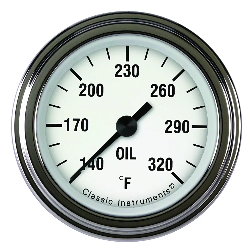 White Hot 2-1/8" Oil Temperature Gauge