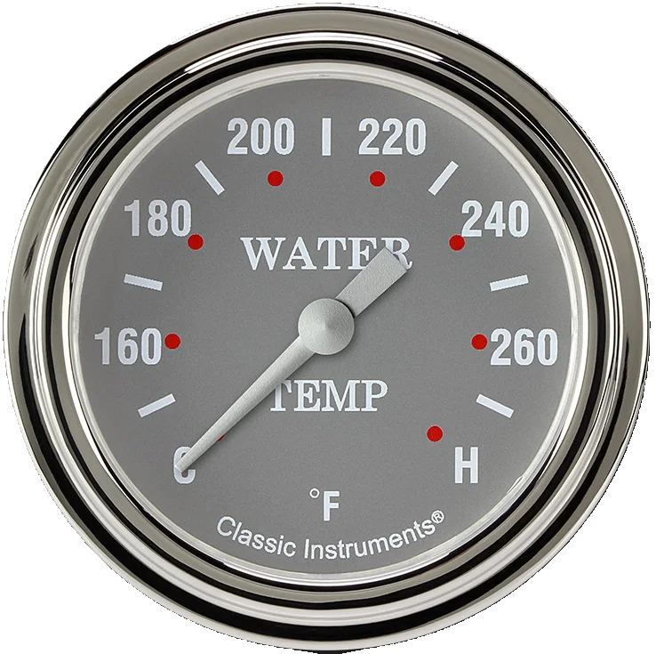 Classic Instruments SG326SLF-06, Silver Gray 2-5/8" Full Sweep Water Temperature Gauge