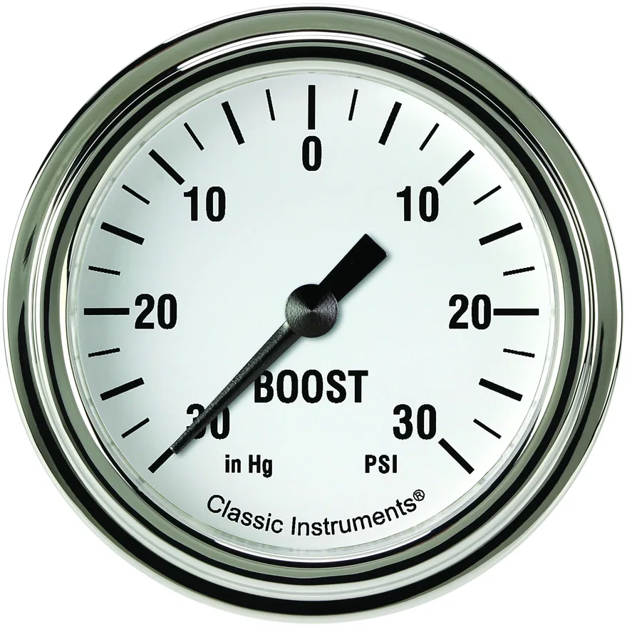 Classic Instruments WH341SLF, White Hot 2-5/8" Boost/Vac Gauge