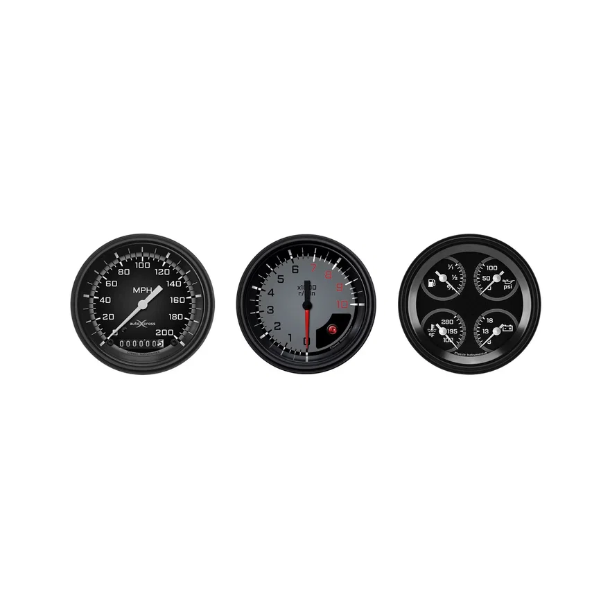 Classic Instruments AX03GBLF, Autocross Gray Six Gauge Set