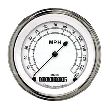 White 3" Speedometer Gauge (140 MPH) image 1