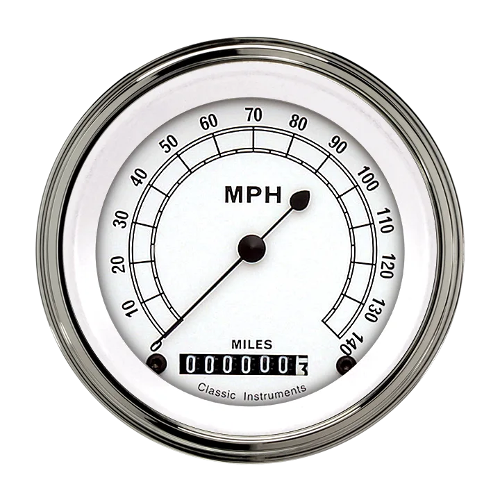White 3" Speedometer Gauge (140 MPH)