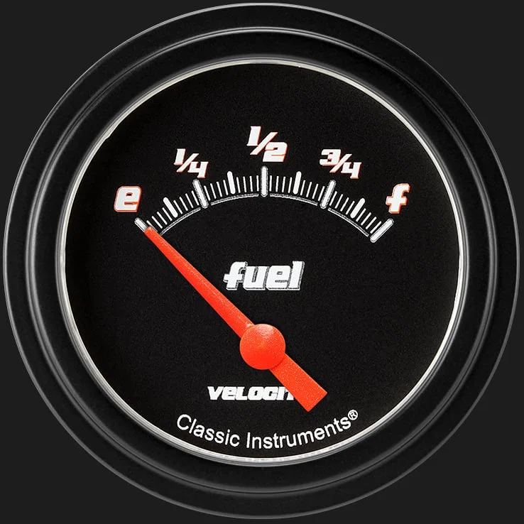 Classic Instruments VS212BBLF, Velocity Black 2-5/8" Fuel Level Gauge (0-90 Ohm)