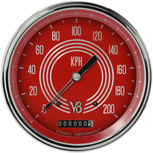 V8 Red Steelie 4-5/8" Speedometer Gauge image 1
