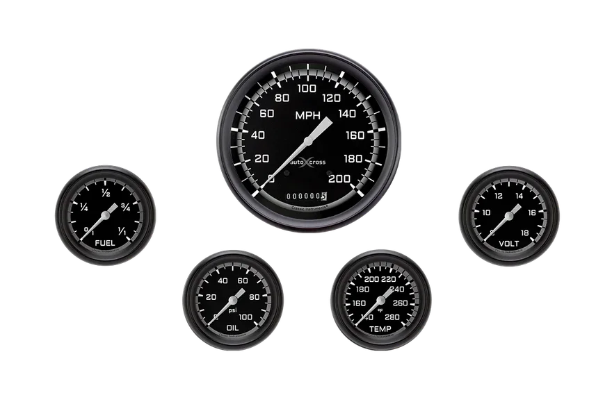 Classic Instruments AX35GBLF, AutoCross Gray 3" Ultimate With 2-1/8" Fuel/Temp/Volt/Oil GM