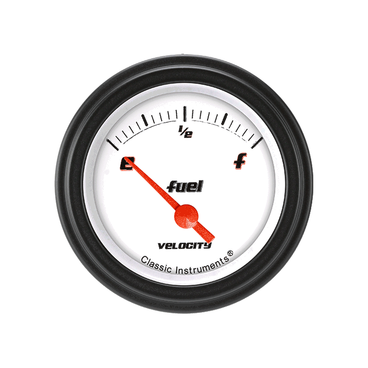 Classic Instruments VS09WBLF, Velocity White 2-1/8" Fuel Level Gauge