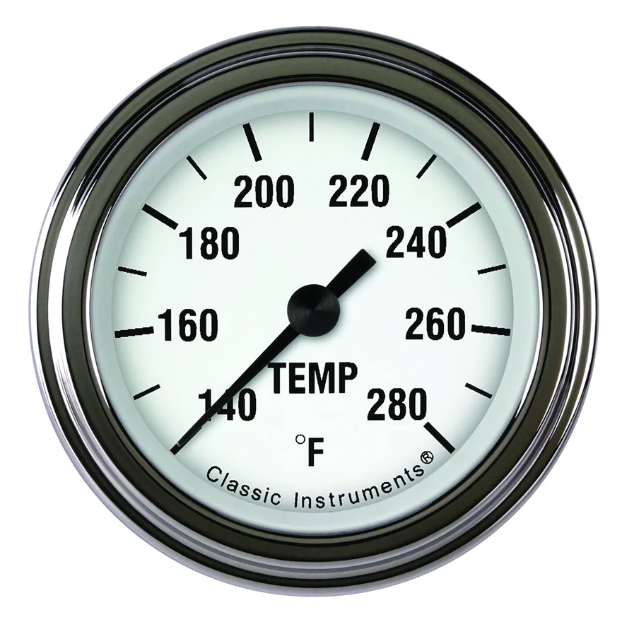 Classic Instruments WH126SLF-06, White Hot 2-1/8" Full Sweep Water Temperature Gauge