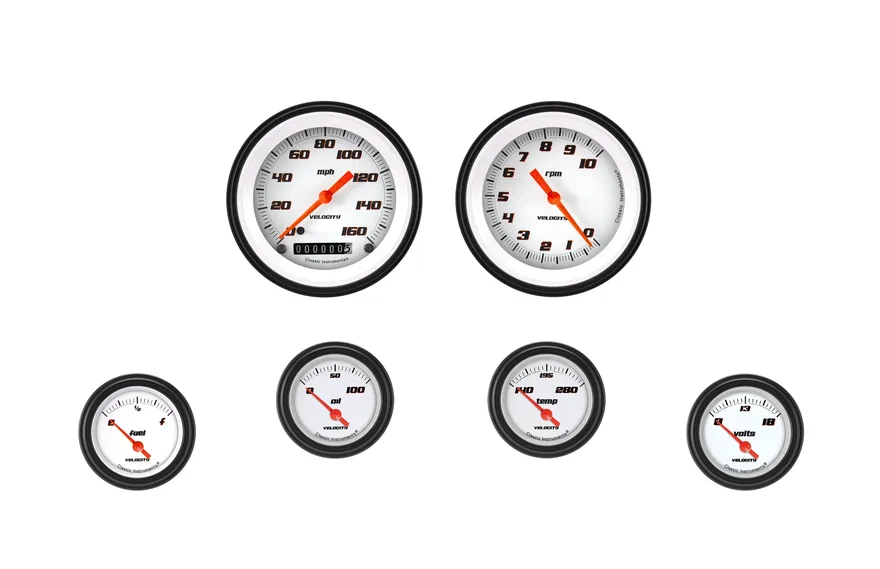 Classic Instruments VS01WBLF, Velocity White Six Gauge Set