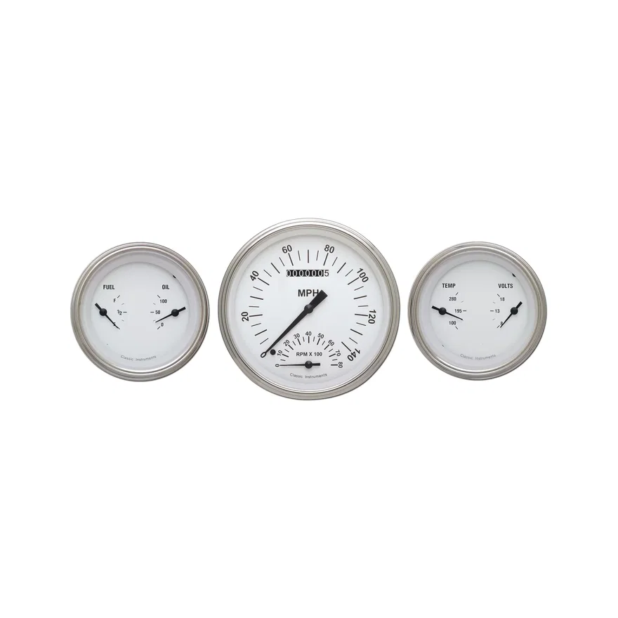 Classic Instruments WH61SLF, White Hot Three Gauge Set