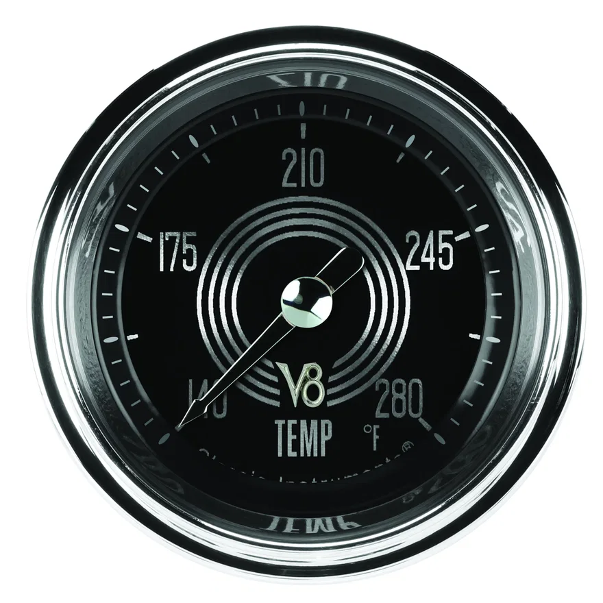 Classic Instruments V8SR126SHC-02, V8 Speedster 2-1/8" Full Sweep Water Temperature Gauge