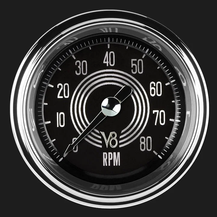 Classic Instruments V8SR183SHC, V8 Speedster 2-1/8" Tachometer Gauge