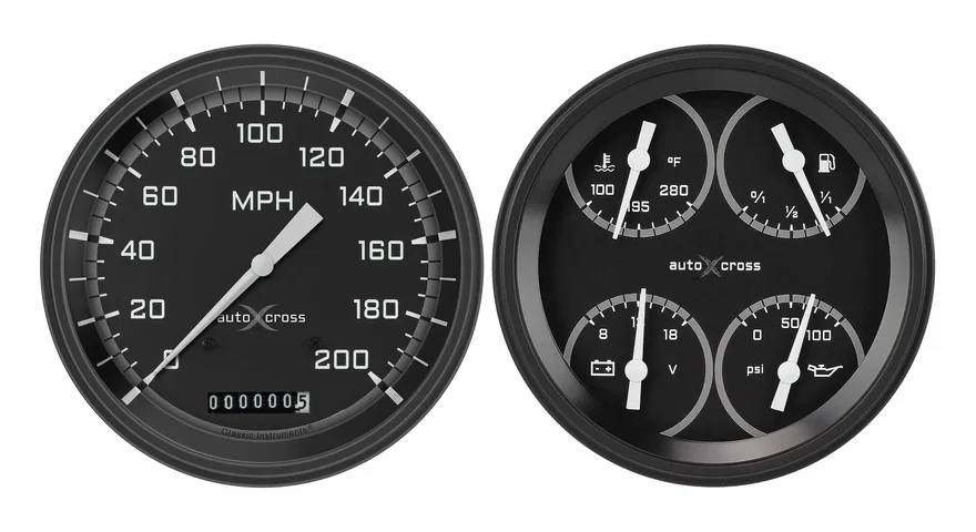 Classic Instruments AX52GBLF, Autocross Gray Six Gauge Set