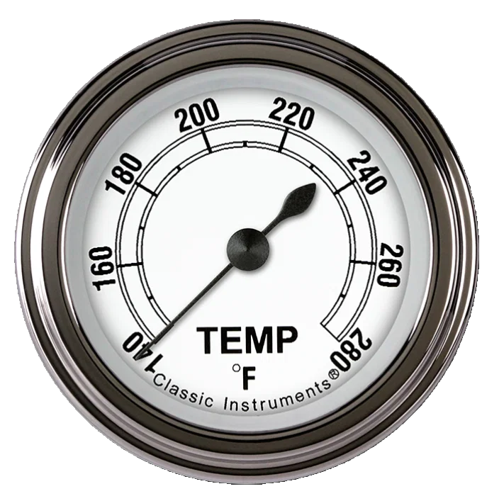 Classic Instruments CW126SLF-06, White 2-1/8" Full Sweep Water Temperature Gauge