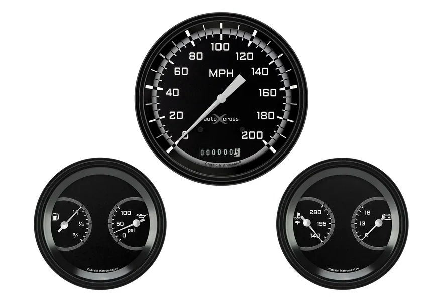 Classic Instruments AX64GBLF, AutoCross Gray 5" Speedometer with Two 3" Dual Gauges