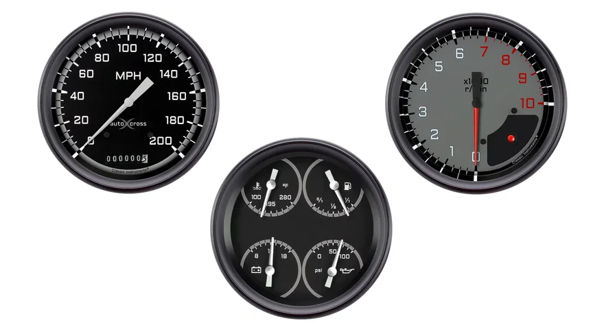 Classic Instruments AX53GBLF, AutoCross Gray Three Gauge Set