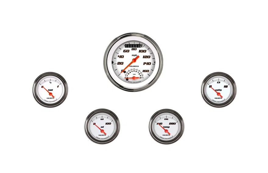 Classic Instruments VS35WSLC, Velocity White 3" Ultimate With Four Gauges GM