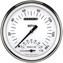 White Hot 5" Speedtachular Speedometer Gauge image 1