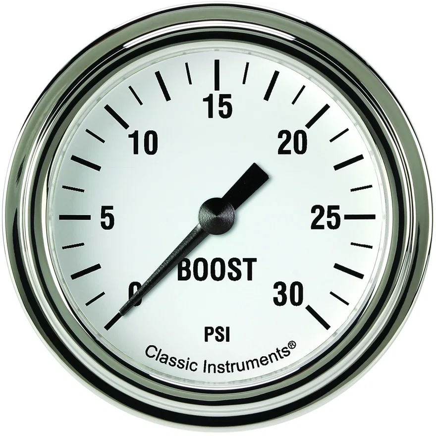 Classic Instruments WH342SLF, White Hot 2-5/8" Boost Gauge (30 PSI)