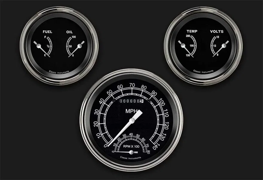 Classic Instruments TR61SLC, Traditional 5" SpeedTach with Two 3" Gauges GM