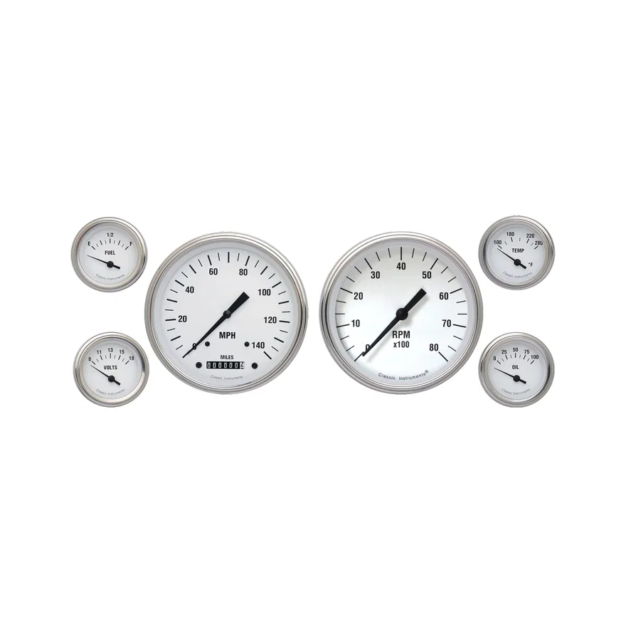 Classic Instruments WH51SLF, White Hot Six Gauge Set