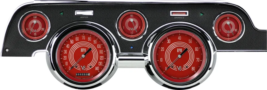 Classic Instruments MU67V8RS, V8 Red Steelie 1967-68 Mustang