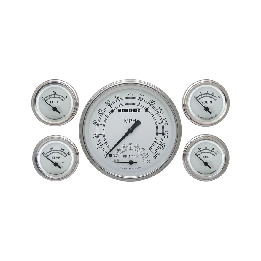Classic Instruments CW65SLF, White Five Gauge Set