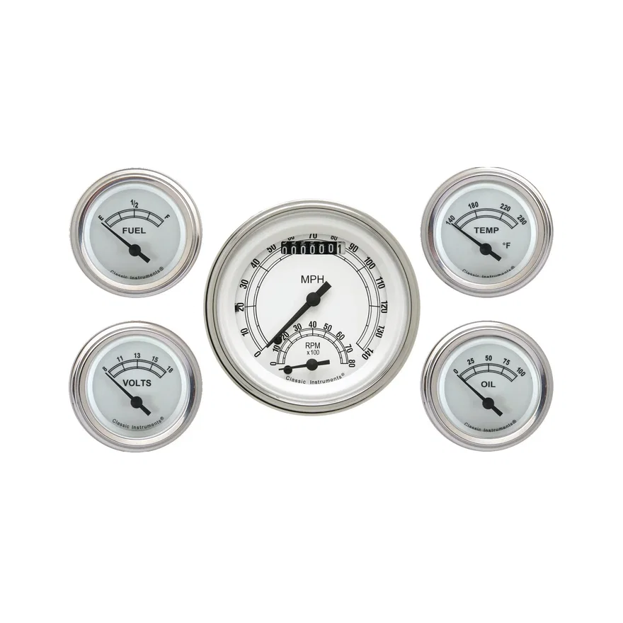Classic Instruments CW35SLF, White Five Gauge Set