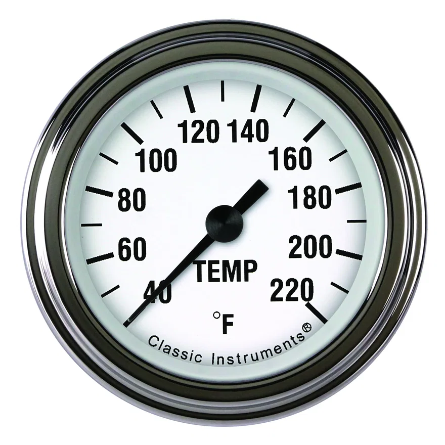 Classic Instruments WH129SLF, White Hot 2-1/8" Stock Eliminator Tempature Gauge