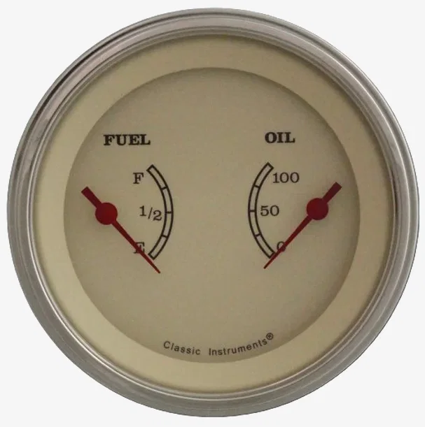 Classic Instruments VT72GLF, Vintage 3" Dual - Fuel & Oil