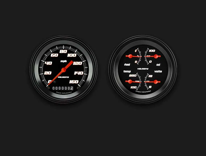 Classic Instruments VS02BBLF, Velocity Black Series Two Gauge Set