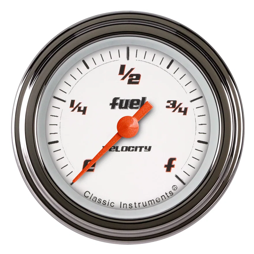 Classic Instruments VS109WSLF, Velocity White 2-1/8" Fuel Level Gauge Program American