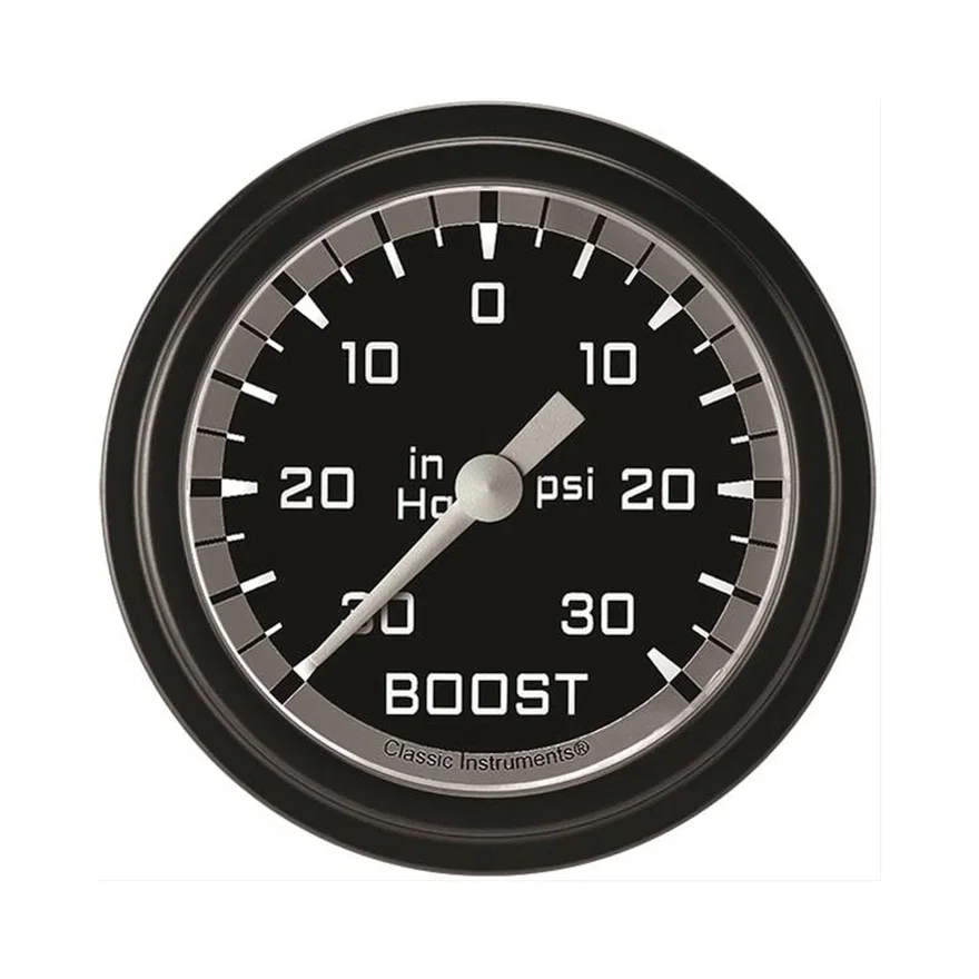 Classic Instruments AX341GBLF, Autocross Gray 2-5/8" Boost/Vacuum Gauge
