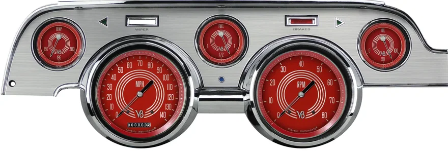 Classic Instruments MU67V8RSBA, V8 Red Steelie 1967-68 Mustang