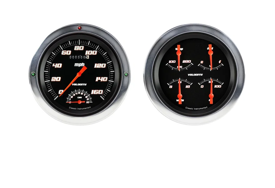 Classic Instruments CT54VSB62, Velocity Series Black 1954-55 Chevy Truck Package w/ Speedtachular
