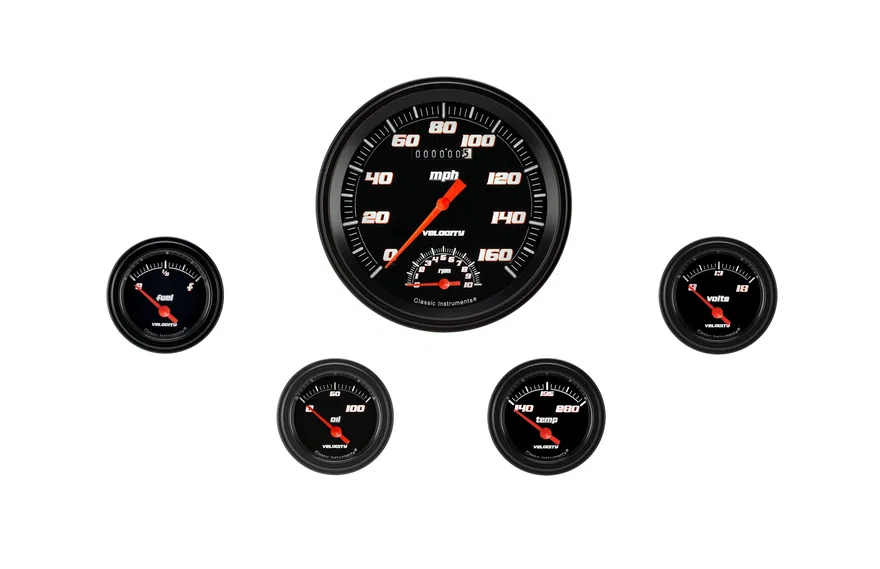 Classic Instruments VS65BBLF, Velocity Black Five Gauge Set