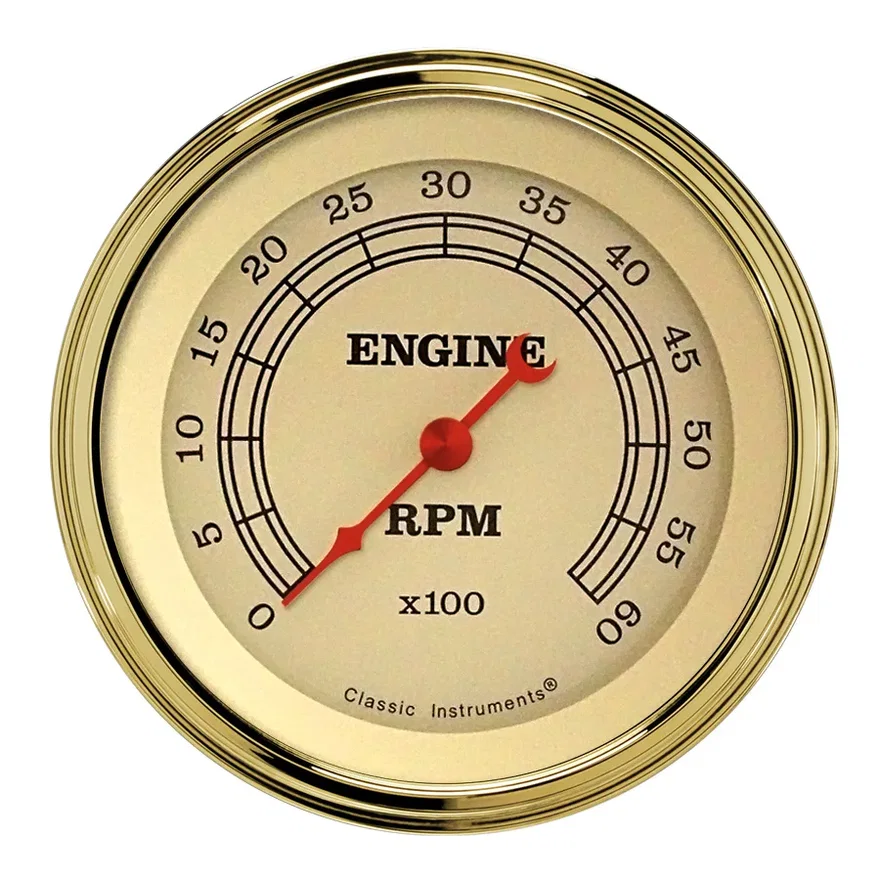Classic Instruments VT60GLC, Vintage 3" Tachometer Gauge (6000 RPM)