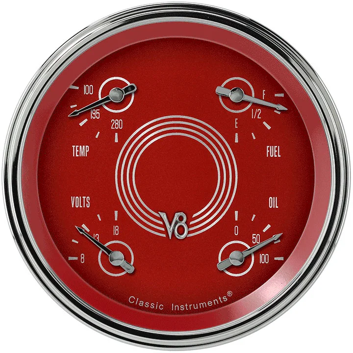 Classic Instruments V8RS31SLF, V8 Red Steelie 5" Quad (0-30 Ohm)