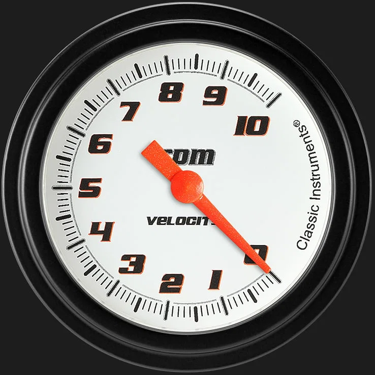 Classic Instruments VS383WBLF, Velocity White 2-5/8" Tachometer Gauge