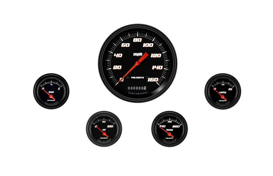 Classic Instruments VS54BBLF, Velocity Black Five Gauge Set