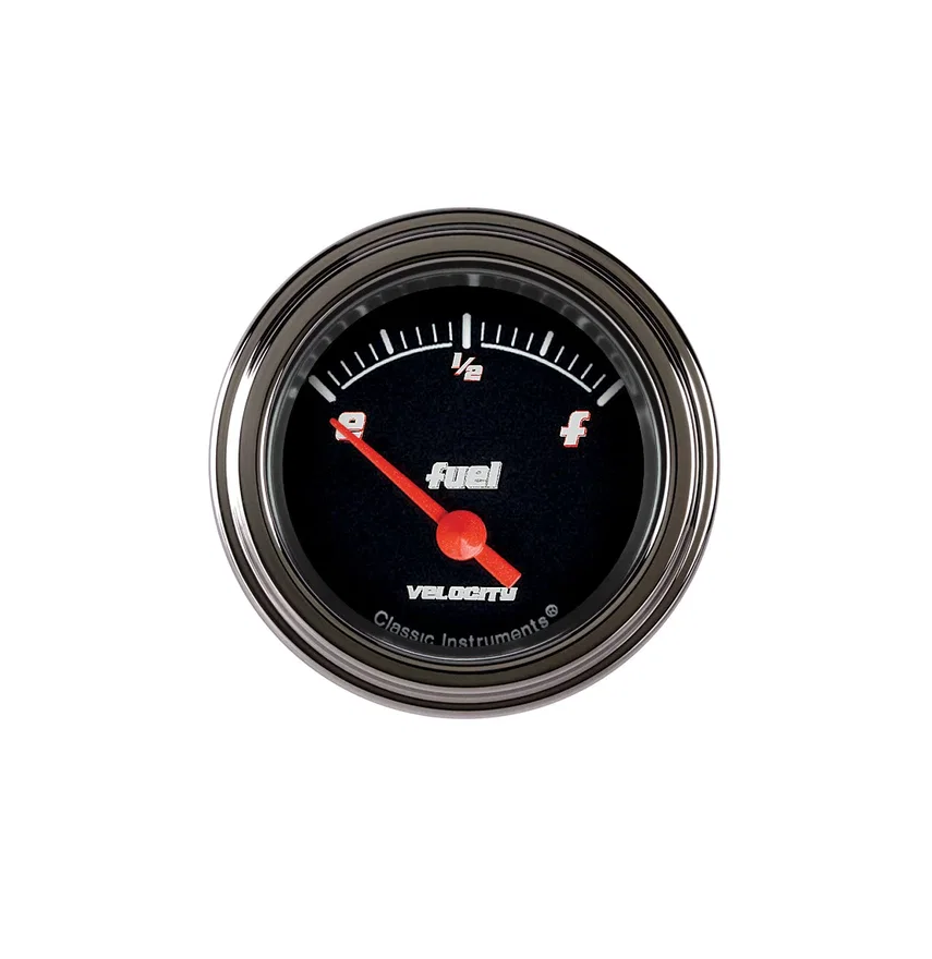 Classic Instruments VS12BSLF, Velocity Black 2-1/8" Fuel Level Gauge (0-90 Ohm)